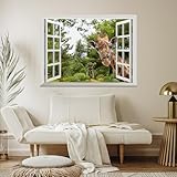 wall26 Creative Wall Sticker Removable Wall Decal - A Curious Giraffe Sticking Its Head into an Open Window Cute & Funny Wall Mural - 24'x32'