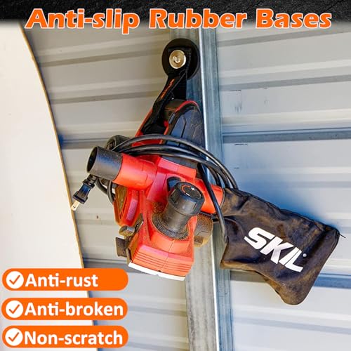 Image of MUTUACTOR 2packs Magnetic Hooks Heavy Duty,Strong Magnet Garage Hook Large Capability for Hanging Cables Rubber Coating Mounting Magnet Storage Hooks for Garden Hoses Ropes Cordless Drills Tools Box
