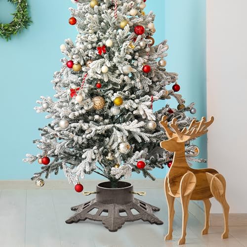 Soporte para árbol artificial y real base de metal de Navidad con copos 8