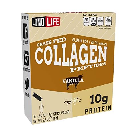 LonoLife - Vanilla Flavored Collagen Peptides with 10g Protein, Paleo and Keto Friendly, Portable Individual Packets, 10 Servings, 10 Count - Packaging May Vary Cover