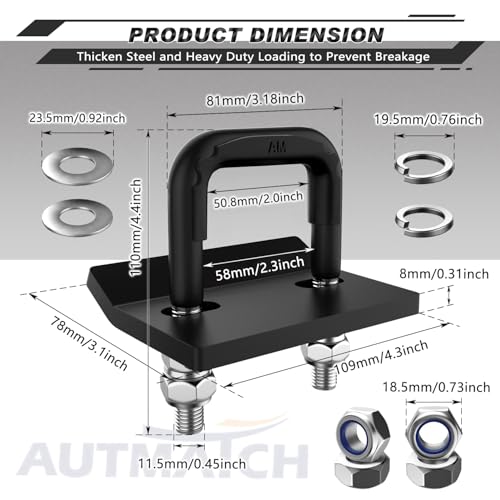 AUTMATCH Anhängekupplungsspanner Anti-Rassel Klemme Heavy Duty Stahl Stabilisator Autozubehör für 1,25 und 2 Zoll Anhängerkupplungen Anti-Rost Doppelbeschichtung Schutz Matt Schwarz