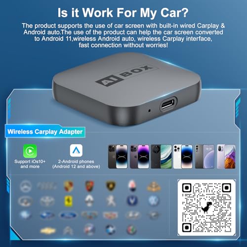 image for Jrrese Wireless CarPlay Adapter, Car Adapter with Netflix Fast Car Vid