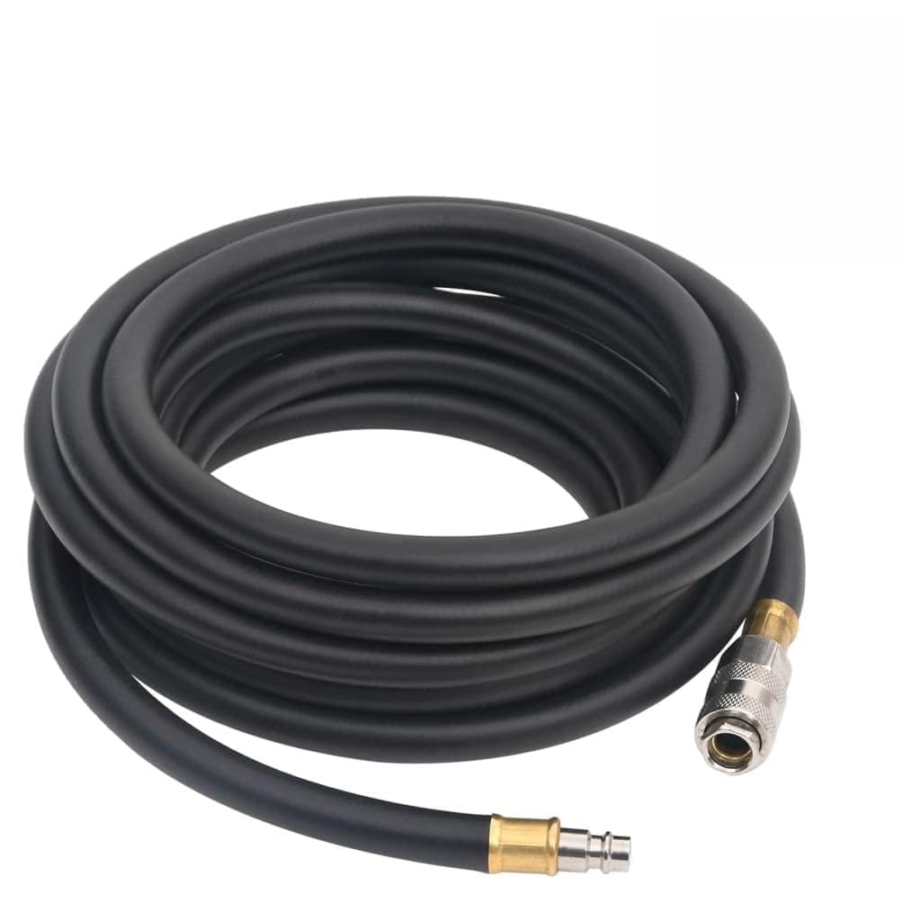 Tubo dell'aria ibrido nero, 1,5 cm, 2 m, in gomma PVC, compressore ad aria compressa, prolunga pneumatica, a spirale, giunto, flessibile, resistente alla piega, officina, industria, fai da te