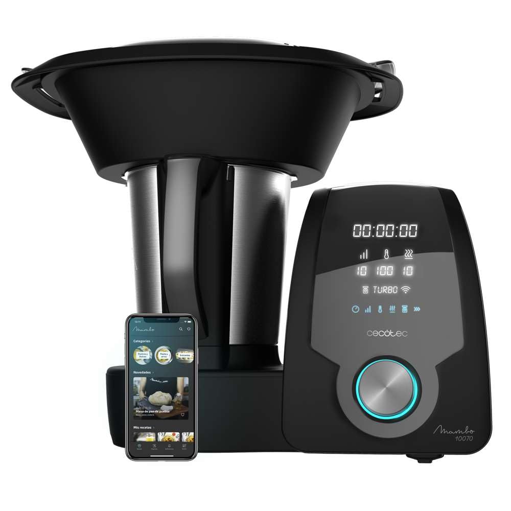 Cecotec Wielofunkcyjny robot kuchenny Mambo 10070, 1700 W, aplikacja, łyżka MamboMix, 30 funkcji, wbudowana waga, dzbanek ze stali nierdzewnej 3,3 l, nadaje się do mycia w zmywarce