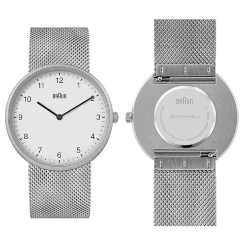 Image of Braun 2-Hand Analogue Quartz Watch with Additional Silicone Rubber Strap, Quick-Release Spring Bars, 38mm.