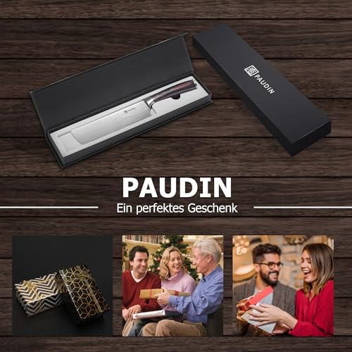 PAUDIN Japanisches Messer, Klingenlänge 17 cm Nariki Messer Hackmesser Kochmesser aus hochwertigem Edelstahl, asiatisches Mehrzweck Küchenmesser für Haus und Küche mit ergonomischem Griff