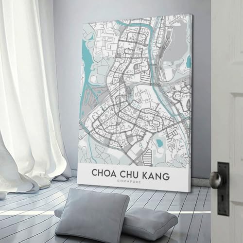 Poster Choa Chu Kang minimaliste : impression sur toile encadrée 20x30 cm
