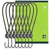 Abma Cord Cuerdas Elásticas con Ganchos 23 cm x 10 Pcs Goma Pulpos Elasticos Pequeños Tensores Elásticos Cuerda Tensora para Lonas, Carpas, Exterior - Ejercito Verde