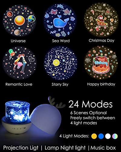 BeMyLady Starlight Projector Galaxy Projector Night Light Elk LED Night Light Lamp with Remote Control Colors Changing Music Speaker Timer for Kinder