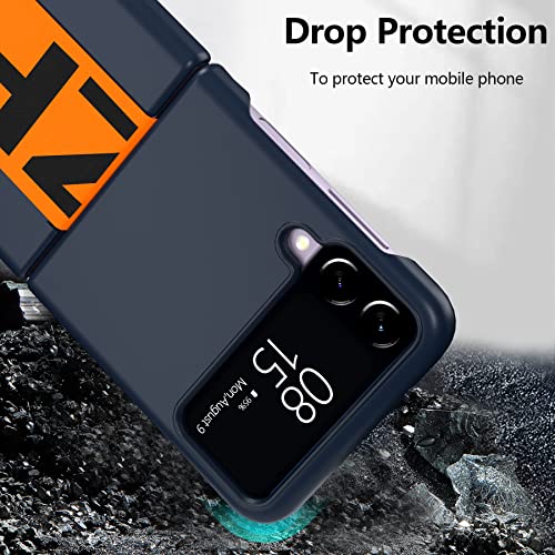 Niffpd For Samsung Galaxy Z Flip 4 Case With Nylon Strap, Metal Ring, Secure Handheld, Comfortable Touch Phone Cover For Samsung Z Flip 4 5G 6.7-Inch (Navy Blue) #TOP4