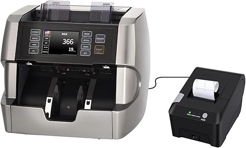 NUCOUN Máquina mezclada del contador del dinero de la denominación VC-7 e impresora térmica del recibo de 190.3 ft m