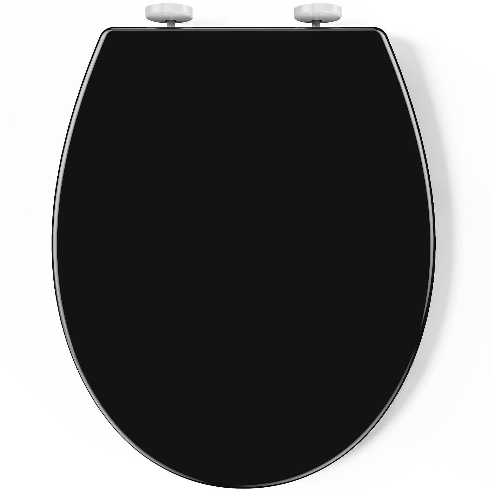 Pipishell Toilettendeckel, WC Sitz mit Absenkautomatik, Quick-Release Funktion für einfach Reinigung, O Form Weiß Toilettensitz mit Verstellbaren Scharnieren, Kunststoffversion (schwarz)