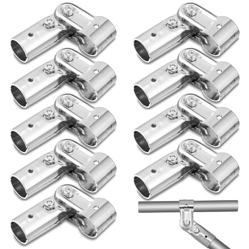 Gisafai 10 Pcs Tee Pipe Fittings Fits 3/4'' Metal Pipe 2 Way Chain Link Fence T Clamp Pipe Clamp Tools Fits 3/4'' Tubing Thickness 2mm, Galvanized Cold Rolled Steel