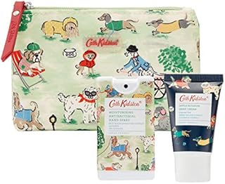 Cath Kidston Beauty Park Dogs Cosmetic Pouch | 30ml Hand Cream & 15ml Antibacterial Hand Spray | Cruelty Free & Vegan Friendly