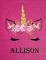 Allison : Sketchbook Cute Unicorn on Pink Leather Effect Background. Large Unlined Blank Paper for Girls,110 Pages, 8. 5 X 11 ,Great for Drawing, Sketching, Crayon Coloring and Colored Pencil Drawing 1659653215 Book Cover