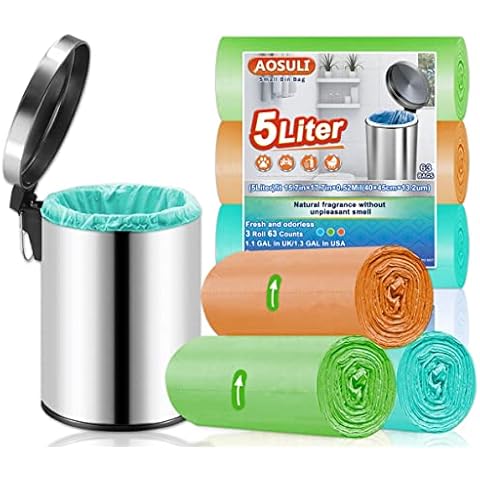 63 Count AOSULI 5L Bin Bags Cover
