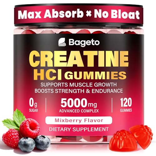 Creatine HCl Gummies 5000 MG Complex | 3000 MG Creatine HCl + 1g Turmeric + 500mg Beet Root + 500mg Electrolytes Creatine HCl Gummies for Women & Men for Muscles Energy & Recovery 0 Sugar 120 Ct