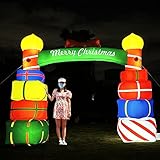 10Ft Tall Lighted Christmas Inflatable Stacked Colorful Gift Boxes Archway with Red Bow - Lights Outdoor Indoor Holiday Decorations - Blow up Yard Giant Lawn Inflatables Home Family Outside Decor