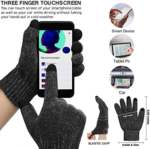 Bequemer Laden Mens Womens Winter Knit Warm Beanie Hat Scarf Touchscreen Gloves Set Slouchy Skull Cap Neck Warmer with Fleece Lined