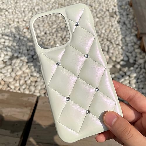 Étui matelassé de luxe anti-rayure pour iPhone 13 Pro Max blanc