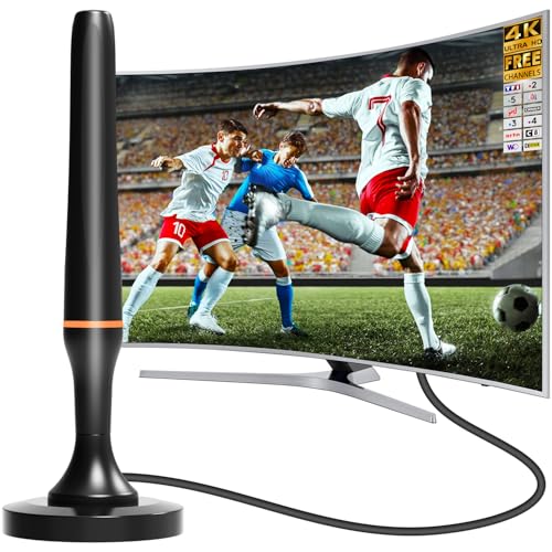 Antenne TV intérieur, Antenne TV intérieure puissante TNT HD, Antenne TNT intérieure pour téléviseur Intelligent, Antennes TNT 4K 1080P avec câble de 2,5...