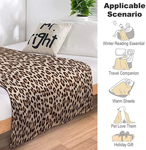 LANIY Leopard Print Brown Fluffy Sherpa Throw Blanket For Couch Sofa Plush Shaggy Fleece Blanket Soft, Fuzzy, Cozy, Warm Microfiber Throw Solid Blanket 100x130cm (JJ0519146)