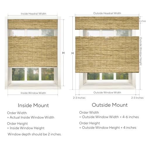 Neutral Curtains Top Down Bottom Up Bamboo Shades Cordless Roman Window Shades, Natural Woven Bamboo Blinds for Light Filtering, Roman Shades for Windows, Custom Fit, Almond - Thumbnail 5