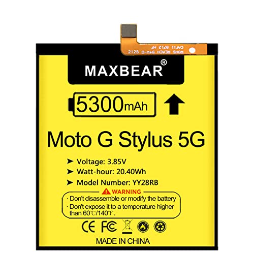 Image of MAXBEAR Moto G Stylus 5G Battery, (Upgraded) 5300mAh 3.85V Li-Polymer Replacement Battery for Motorola Moto G Stylus 5G 2021 MD50 XT2131 with Repair Tool Kit
