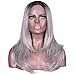 Deifor Women's Natural Gray Ombre Wigs 21" Long Wavy Middle Parting Heat Resistant Synthetic Hair for Women Cosplay Daily Wear