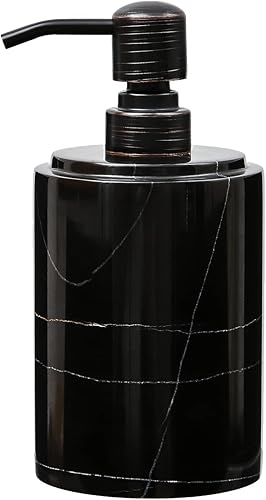 Dispensador de jabón de mármol negro para baño y cocina - Dispensador decorativo de jabón líquido de piedra de mármol natural - Dispensador de jabón