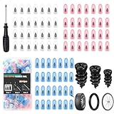 84Pcs 3 Sizes Tyre Repair Screws Rubber kit, Tyre Puncture Repair Kit, Screw Tires Plugs for Car, Fast Self-Service Repairing Tools with Box, Vacuum Tires Spiral Rubber Nail (28S+28M+28L+Screwdriver