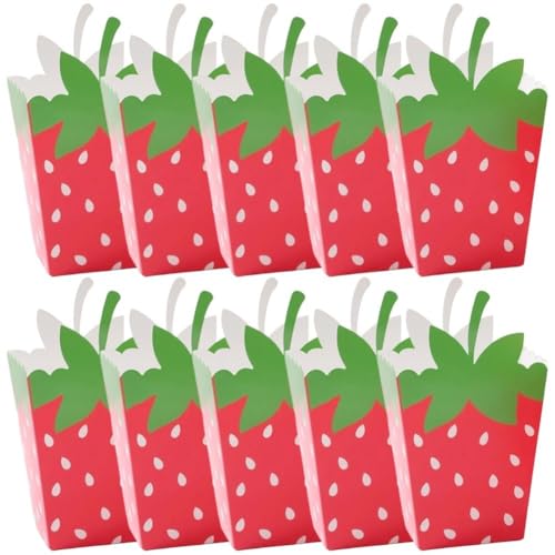 Boîtes à popcorn et biscuits en papier fraise réutilisables