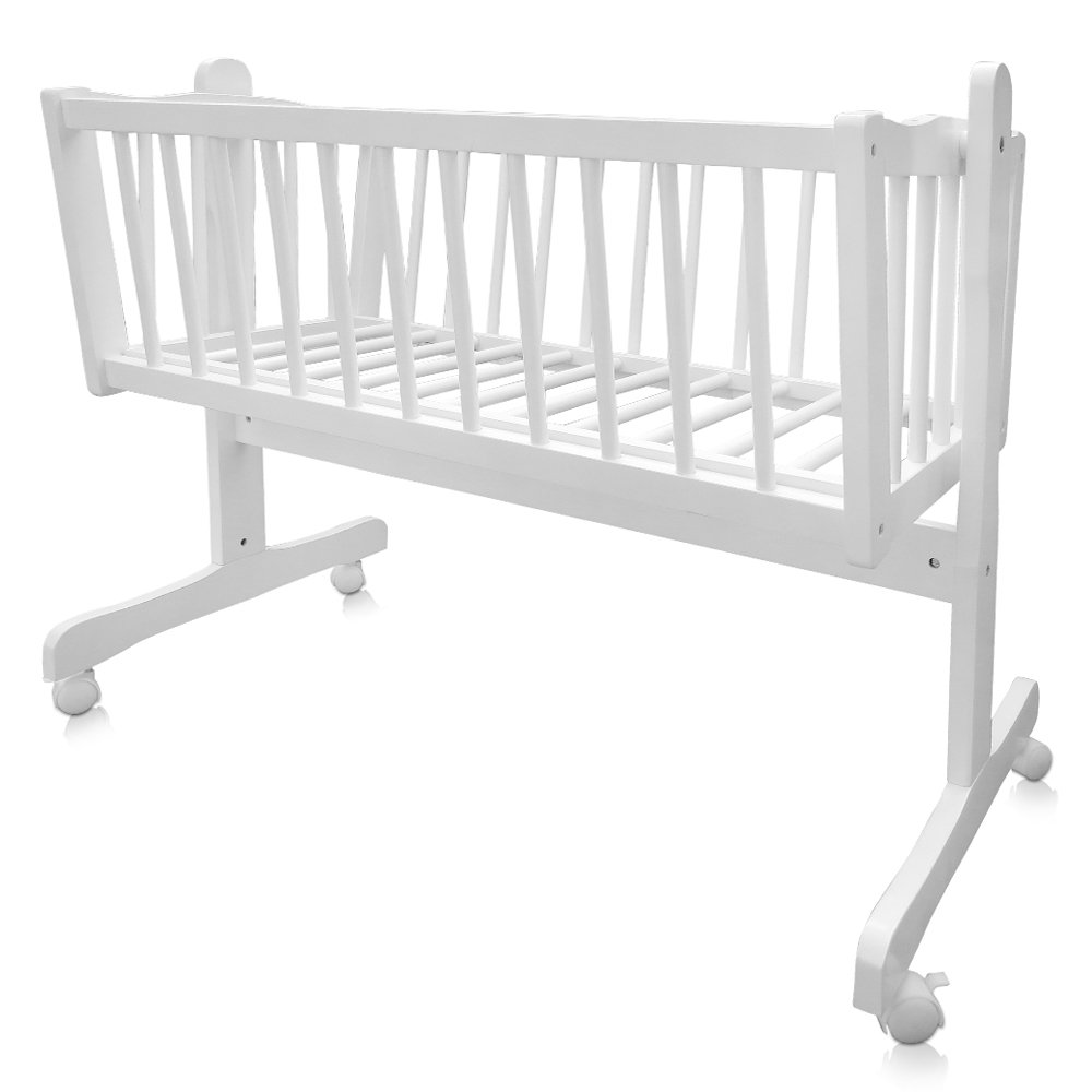 VitaliSpa Lit bébé, Blanc, 102.5x140cm | avec des roues, avec fonction de bascule et roulettes verrouillables