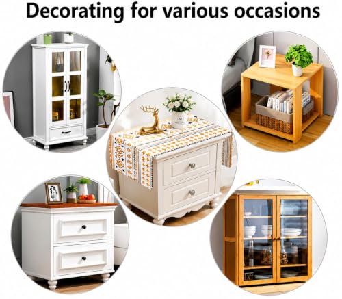 Image of Nightstand Table Tassel Cover, Rustic Rectangle Coffee Table Cloth Suitable for Bedside Table TV Microwave Washing Machine Refrigerator Top Dust Cover White (Pack of 2, 35x90 CM)
