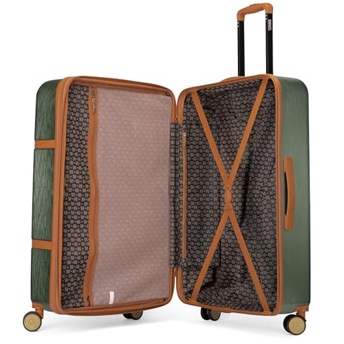 Badgley Mischka Grace 3 Piece Polycarbonate-ABS Expandable Retro Luggage Set (Olive Green)2
