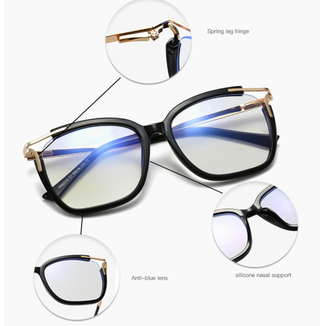Modne damskie okulary korekcyjne z pełną oprawką, kocie oko, UV400