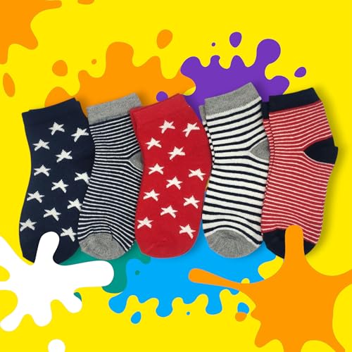 Image of Kid's Socks for Boys and Girls - Made with Soft & Breathable Cotton with Antibacterial Wash, Pack Of 5, Suitable for all day long use