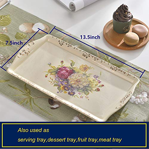 Yolife Ivory Ceramic Tea Set, Vintage Tea Set With Teapot,Serving Tray,Teacups,Teaspoons - Service For 4 (Floral) #TOP3