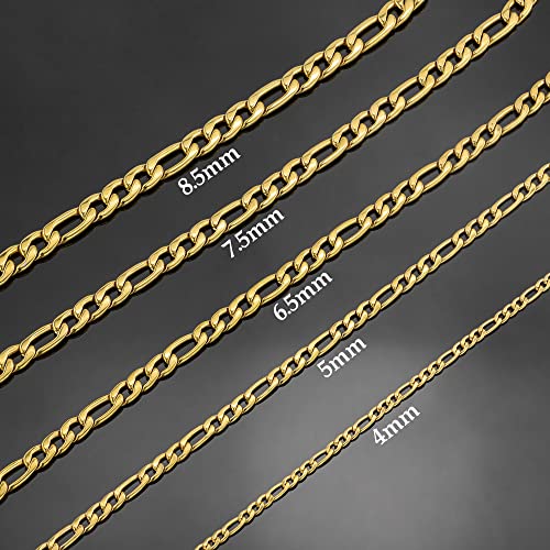 Estendly 18k Gold Plated 34 Inches Figaro Chain Necklace 6.5MM Stainless Steel Figaro Link Chain for Men Women by Estendly - Used condition - Image 3