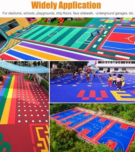 Modular Interlocking Basketball Court Tiles - 984in Outdoor DIY Sports Flooring Mats, Easy Installation, Perfect for Backyard Basketball, Durable Grass-Friendly Design