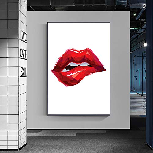 Affiche lèvres rouges pour salon moderne sans cadre 50x70cm