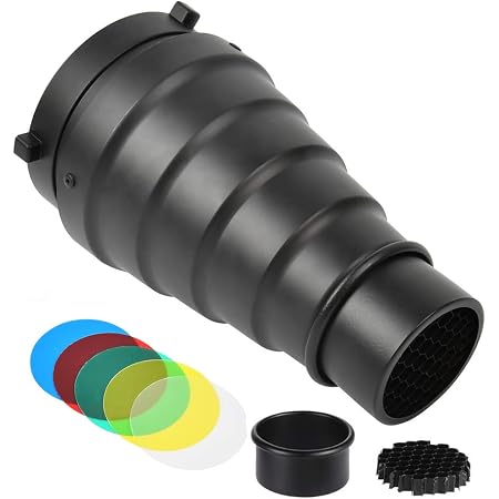 Proiettore Ottico Con Attacco Bowens Per Flash Studio – Snoot Conico Con Gobos E Gel Per Luci Creative - 5