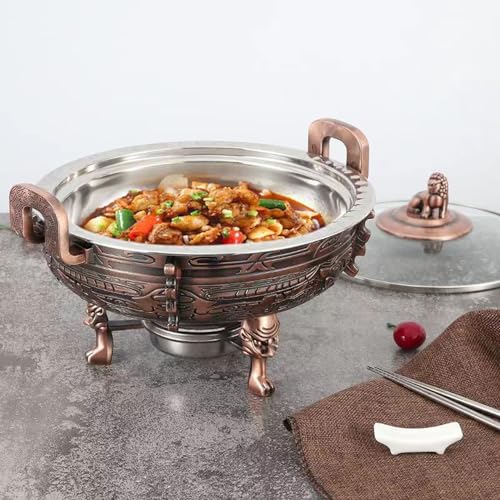 Réchaud et chauffe-plats de buffet rond en bronze pour service traiteur