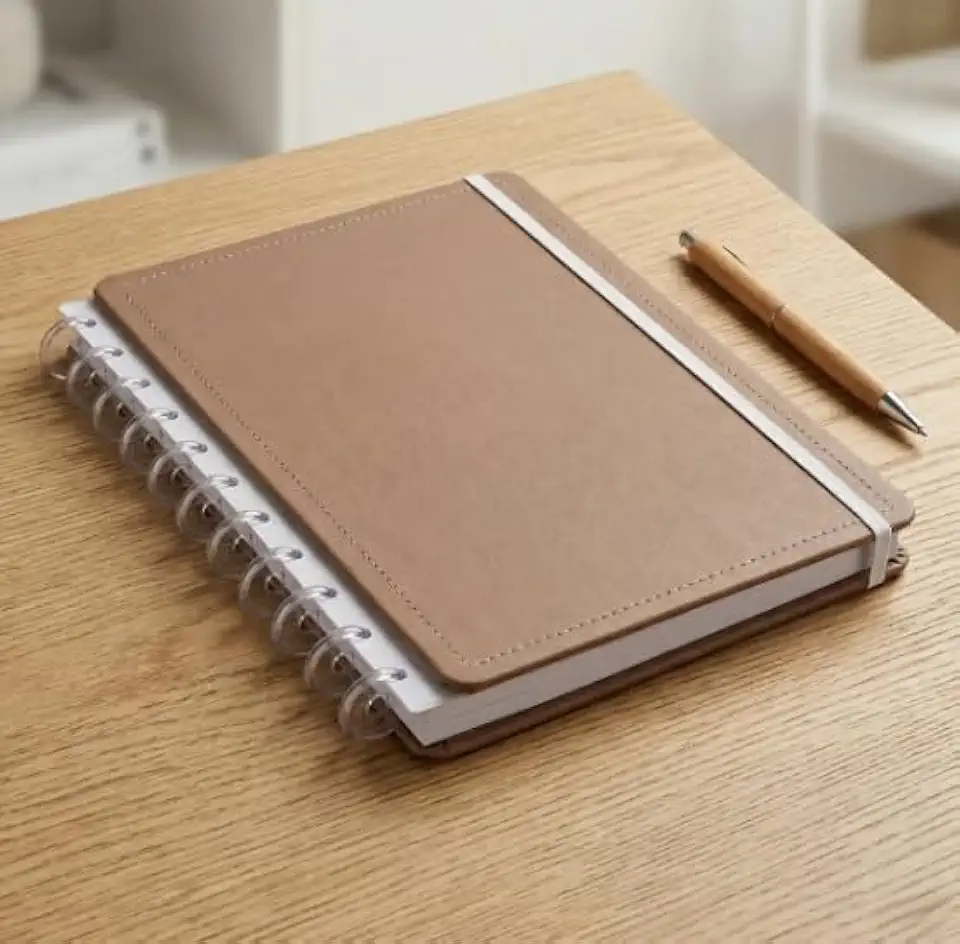 Caderno Inteligente Disco Mocha Grande G Capa Dura Disco Reposicionável - Marrom