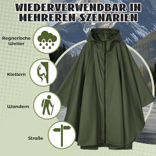 Jokureao Wasserdichter Regenponcho mit Tragetasche, Winddichte Regenbekleidung für Damen & Herren, Leicht & Kompakt für Fahrrad fahren, Reise, Trekking, Wiederverwendbarer Regenmantel