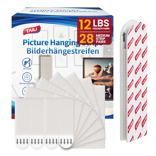 Tiras para colgar cuadros TAILI mediano pack de 28 pares de tiras adhesivas de velcro para pared