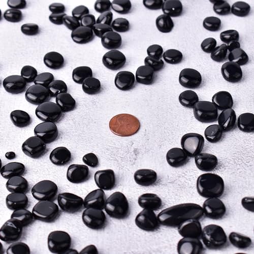Image of Polished Obsidian Crystals - 72 pcs, 0.5 inch Handpicked Tumbled Gemstones Rocks, Pebbles for Reiki, Chakra, Healing, Home Decor