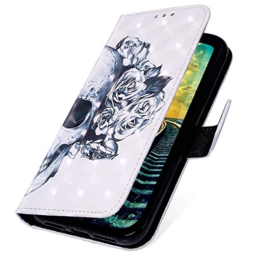 Geschikt voor: Samsung Galaxy Note 10 Lite doodskop, wit, bloemen - Image 3