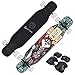 FHW Patineta Longboard, Superficie Negra Mate, Eje Mudo A Prueba De Explosiones, Tabla De Baile De Arce Ancha, Capacidad De Carga MáXima De 200 Kg, Equipo De ProteccióN Incluido,A,120CM/47.2IN