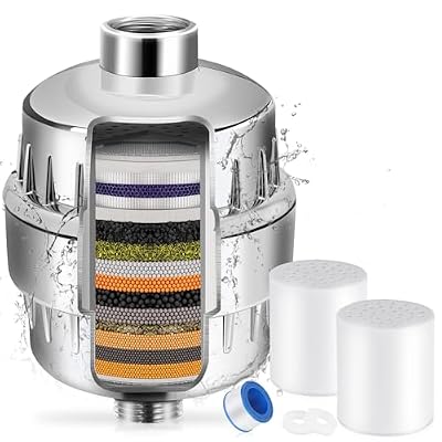Shower Filter For Hard Water:20 Stage Shower Head Filter?2 Cartridges?Improves Skin Condition And Protects Hair